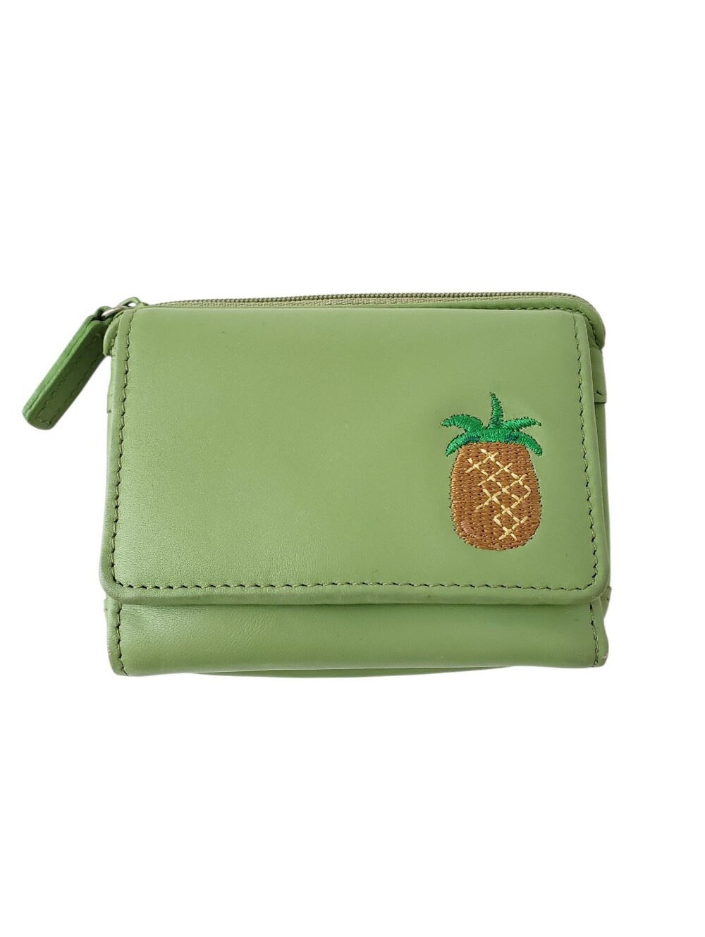 Vintage Fossil Green Leather Small Wallet